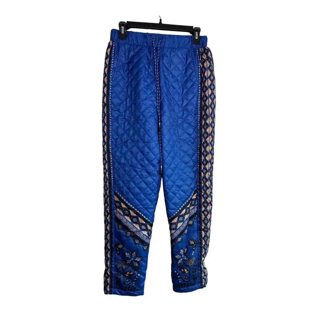 FARM RIO NWT $255 Macaw Quilted Ankle Pants Cobalt Blue Women's Size S - Picture 6 of 13